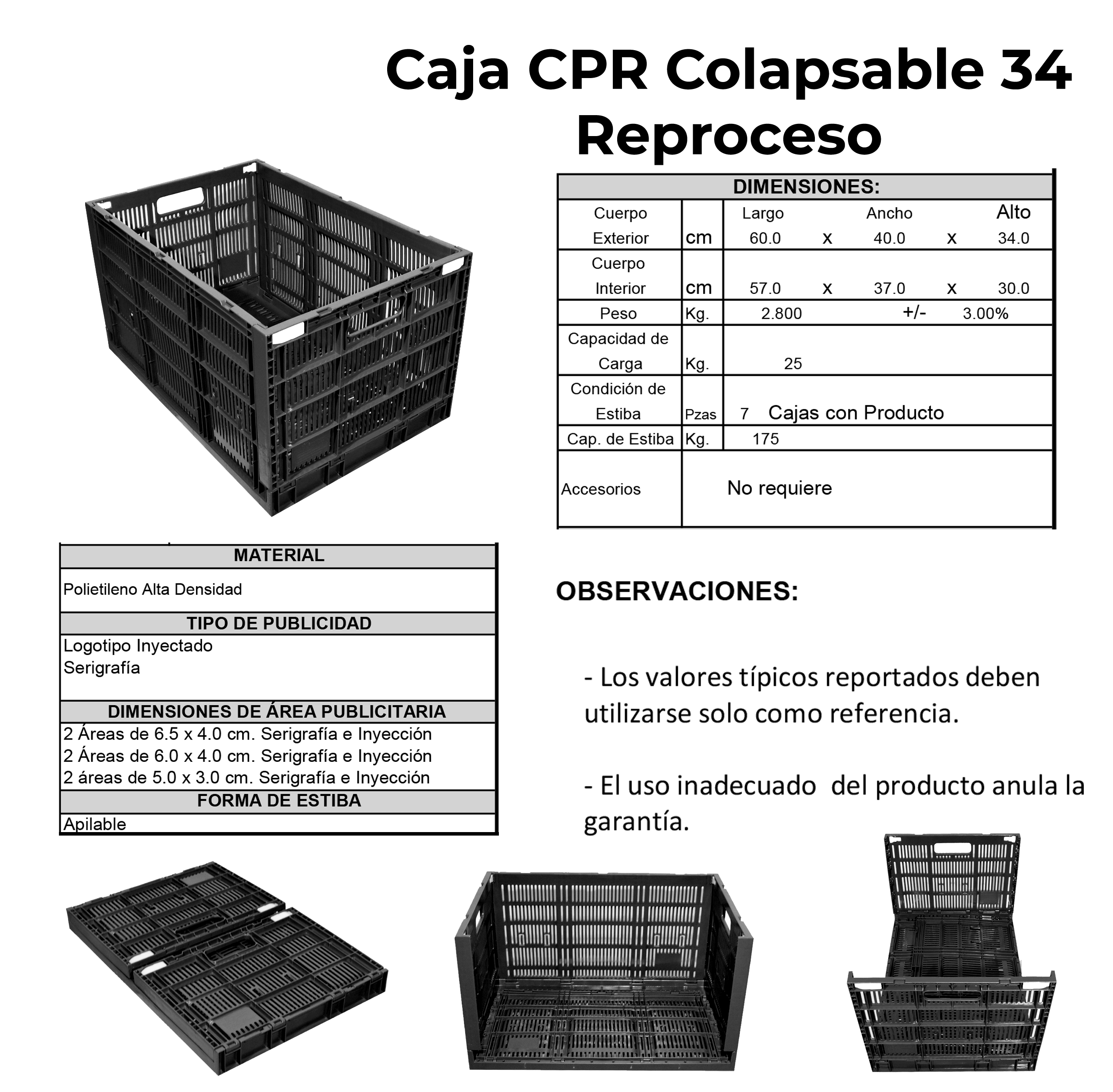 Caja CPR Colapsable 34 Reproceso