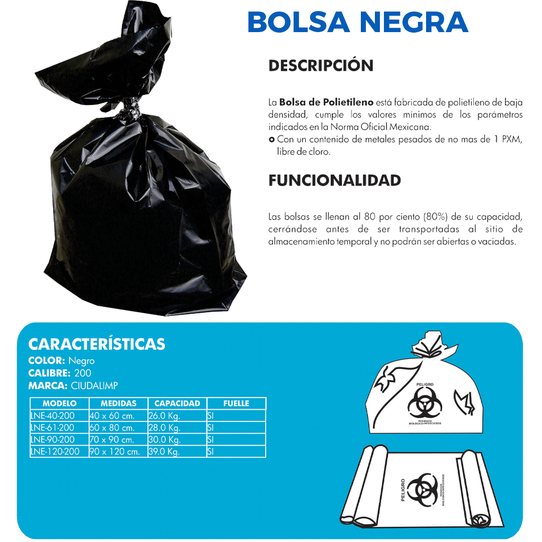 Bolsa Negra Para Basura Grande Mayoreo Ang 70x90cm 25k 200pz - Nacional de  Empaques Desechables