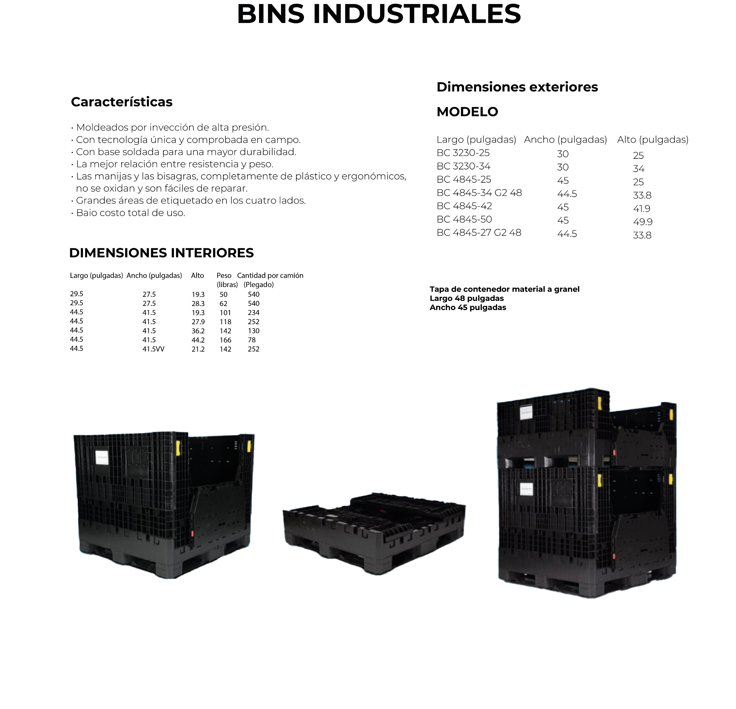 Contenedor Colapsable Bin Ropak 48x45x25